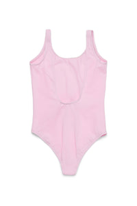 One-piece swimming costume with logo - Soft Pink