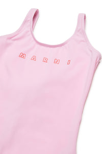 One-piece swimming costume with logo - Soft Pink