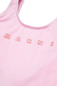 One-piece swimming costume with logo - Soft Pink