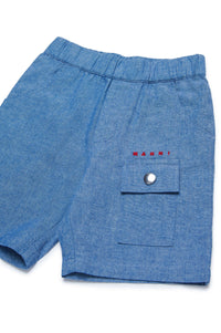 Short à taille élastiquée - Denim