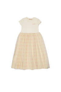 Short-sleeved flared dress - Hangtag Yellow