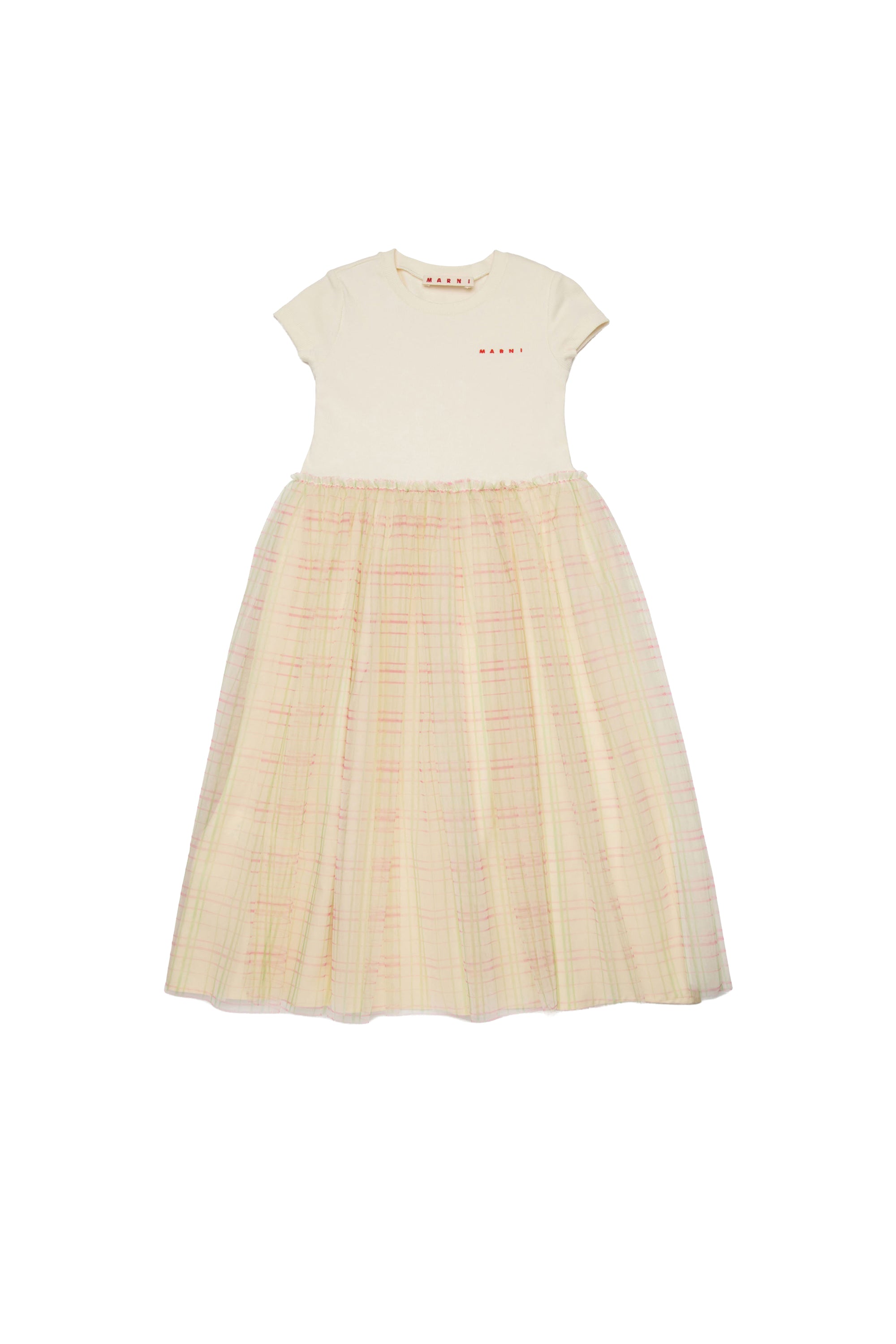 Short-sleeved flared dress - Hangtag Yellow