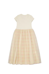 Short-sleeved flared dress - Hangtag Yellow