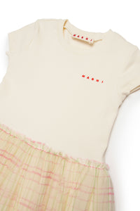 Short-sleeved flared dress - Hangtag Yellow