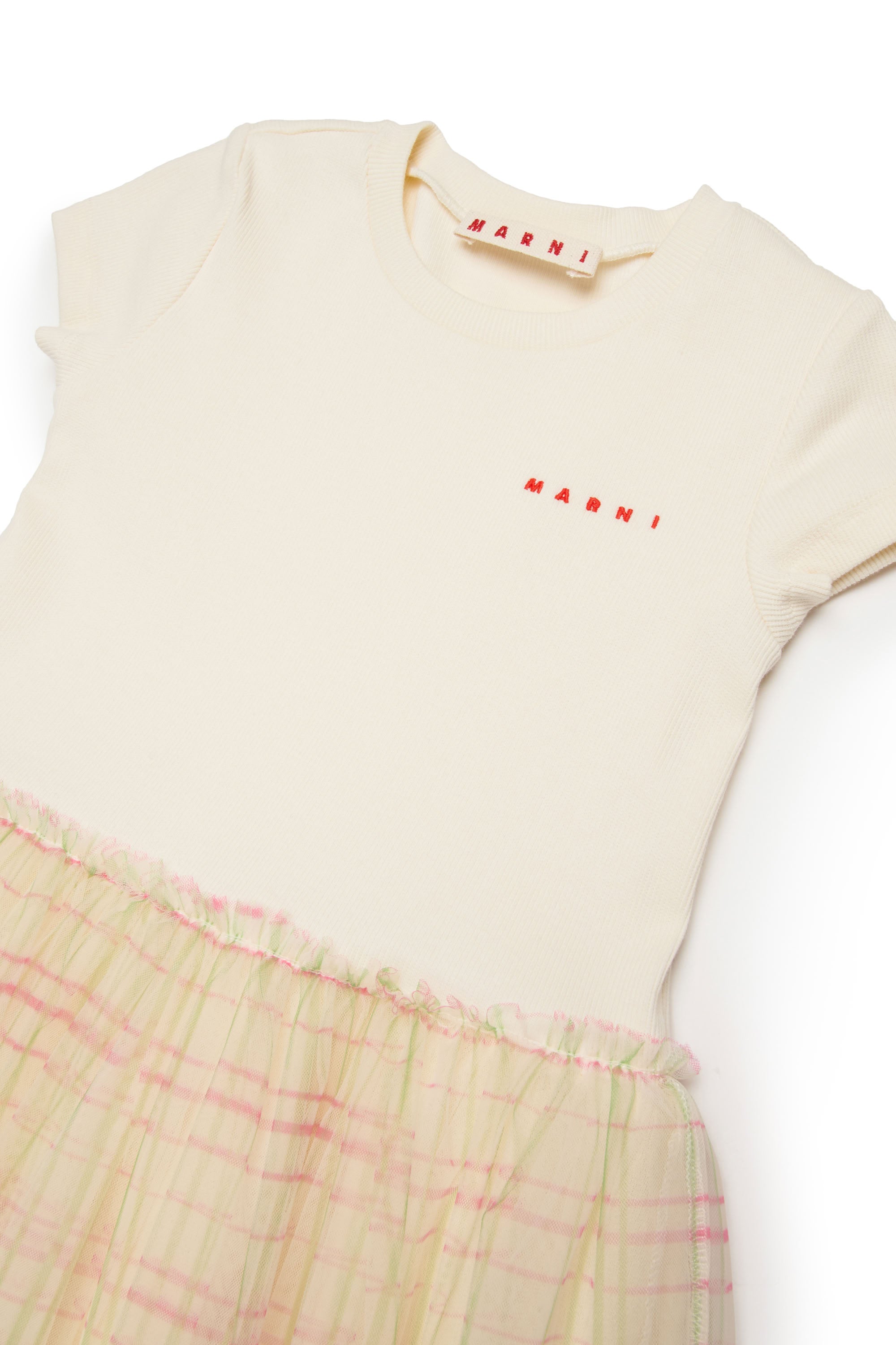 Short-sleeved flared dress - Hangtag Yellow