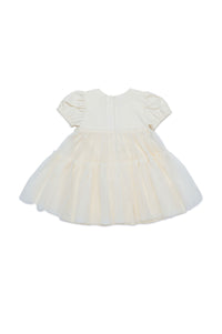 Short-sleeved flared dress - Hangtag Yellow
