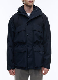 Parka en toile technique - Bleu marine