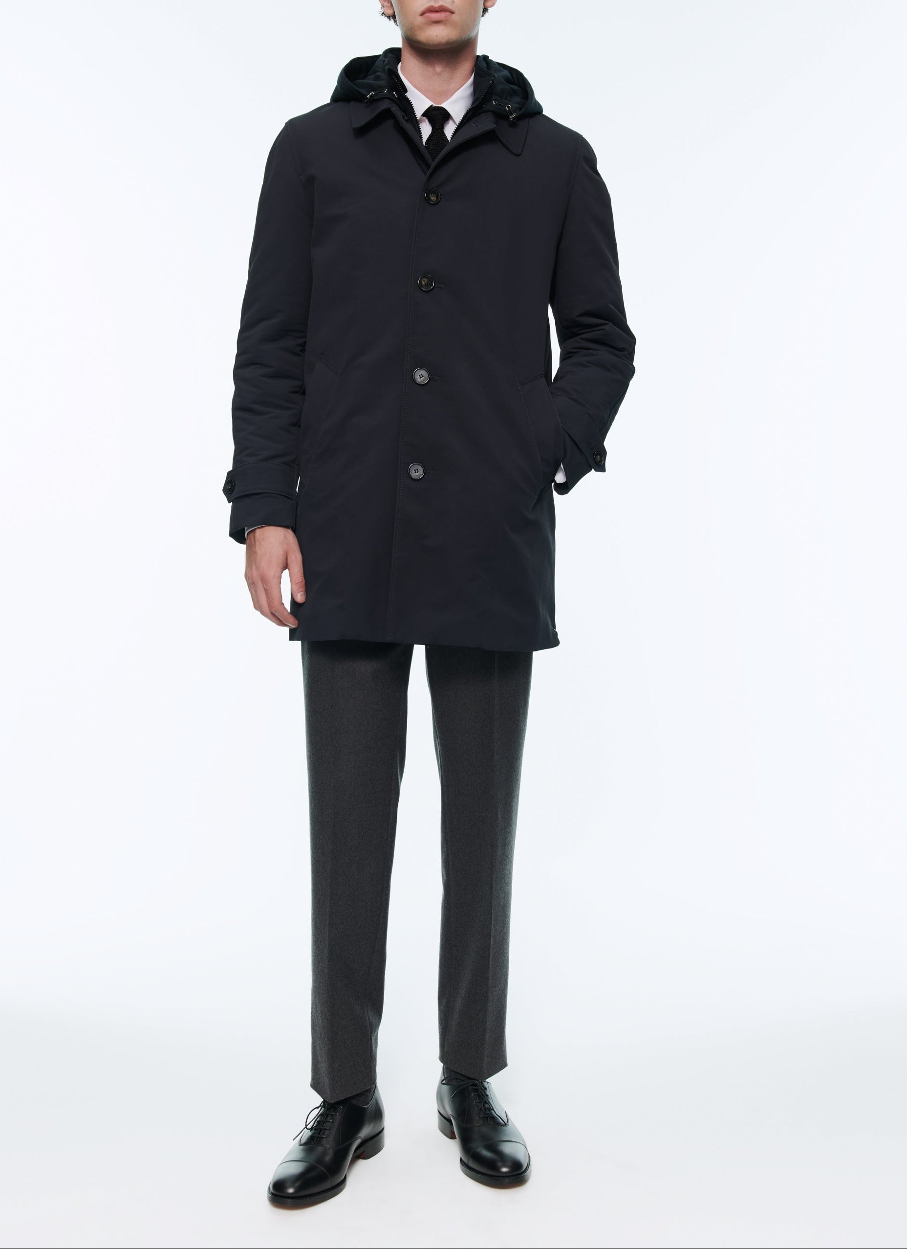 Water-repellent canvas parka - Navy blue