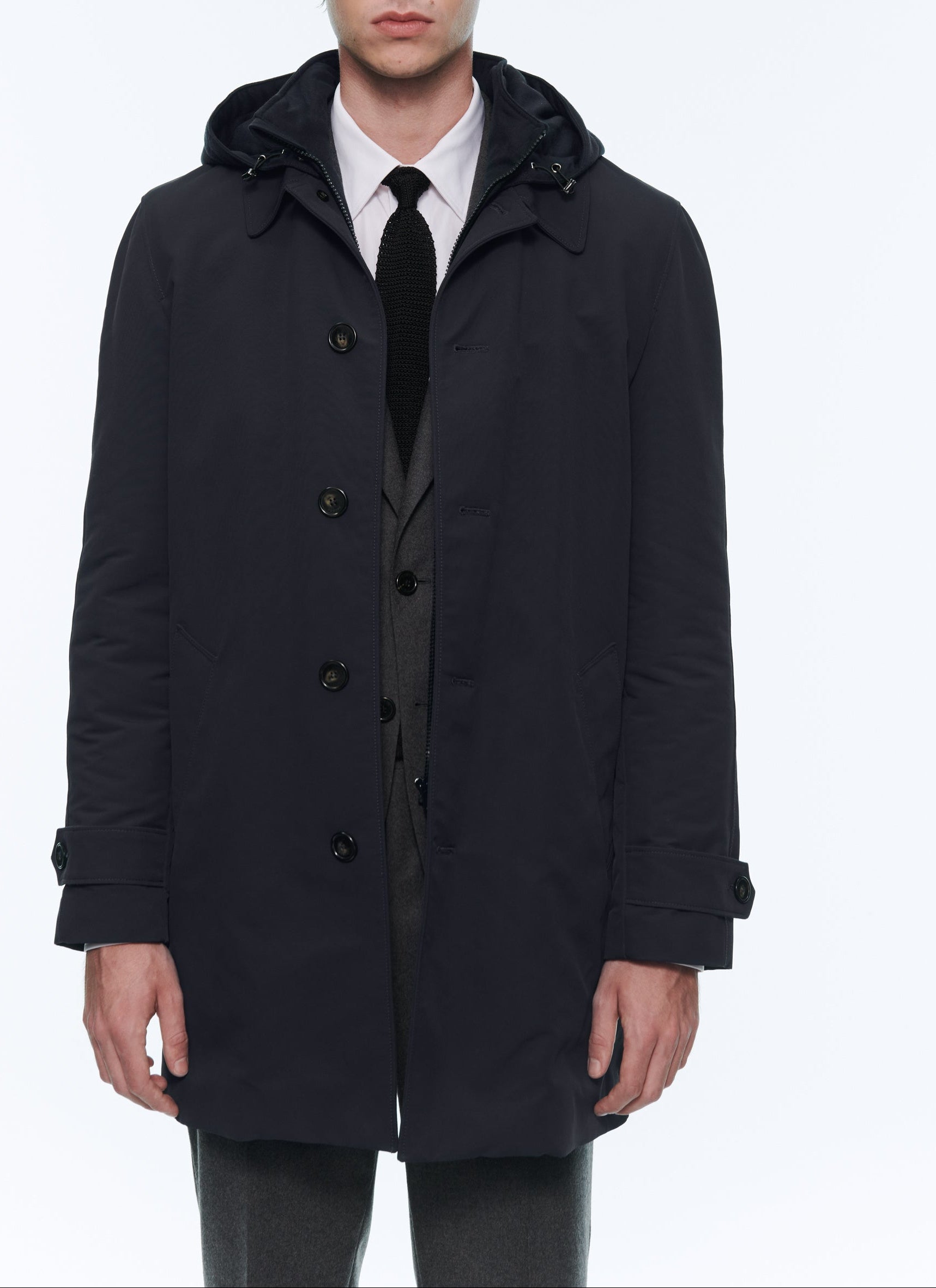 Water-repellent canvas parka - Navy blue