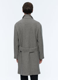 Manteau en drap de laine à motif pied de poule - Noir & Blanc