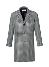 Manteau en drap de laine à motif pied de poule - Noir & Blanc