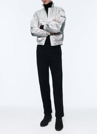 Bomber imperméable à col montant - Argenté