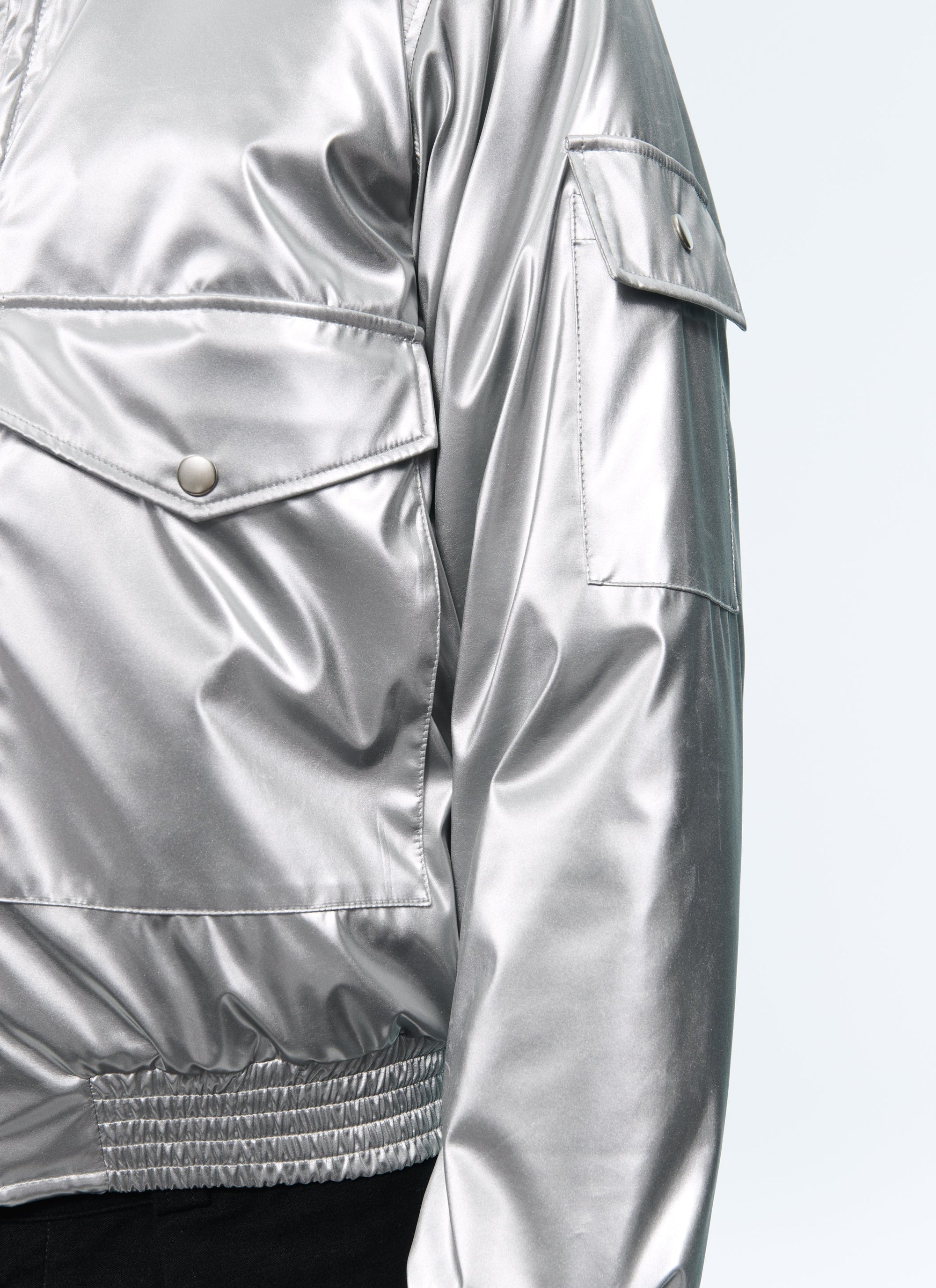 Bomber imperméable à col montant - Argenté