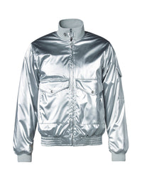 Bomber imperméable à col montant - Argenté