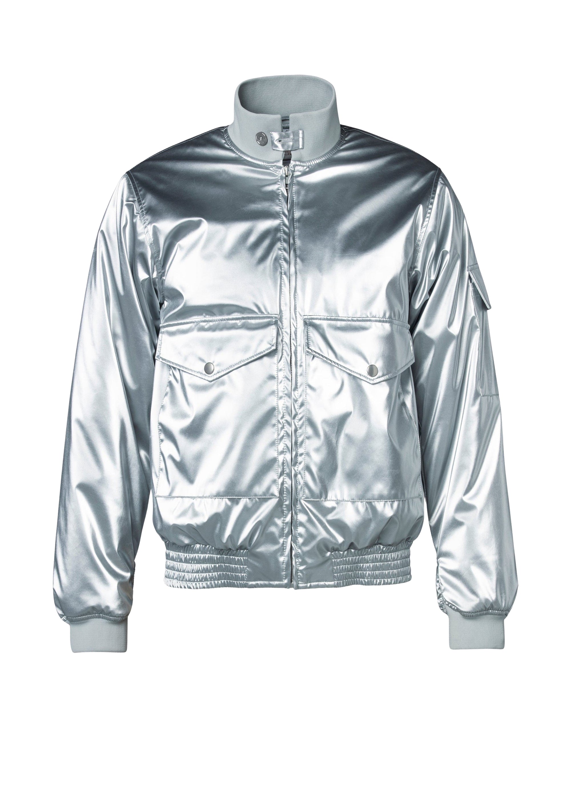 Bomber imperméable à col montant - Argenté
