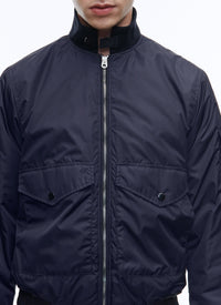 Water-repellent canvas bomber - Carbon