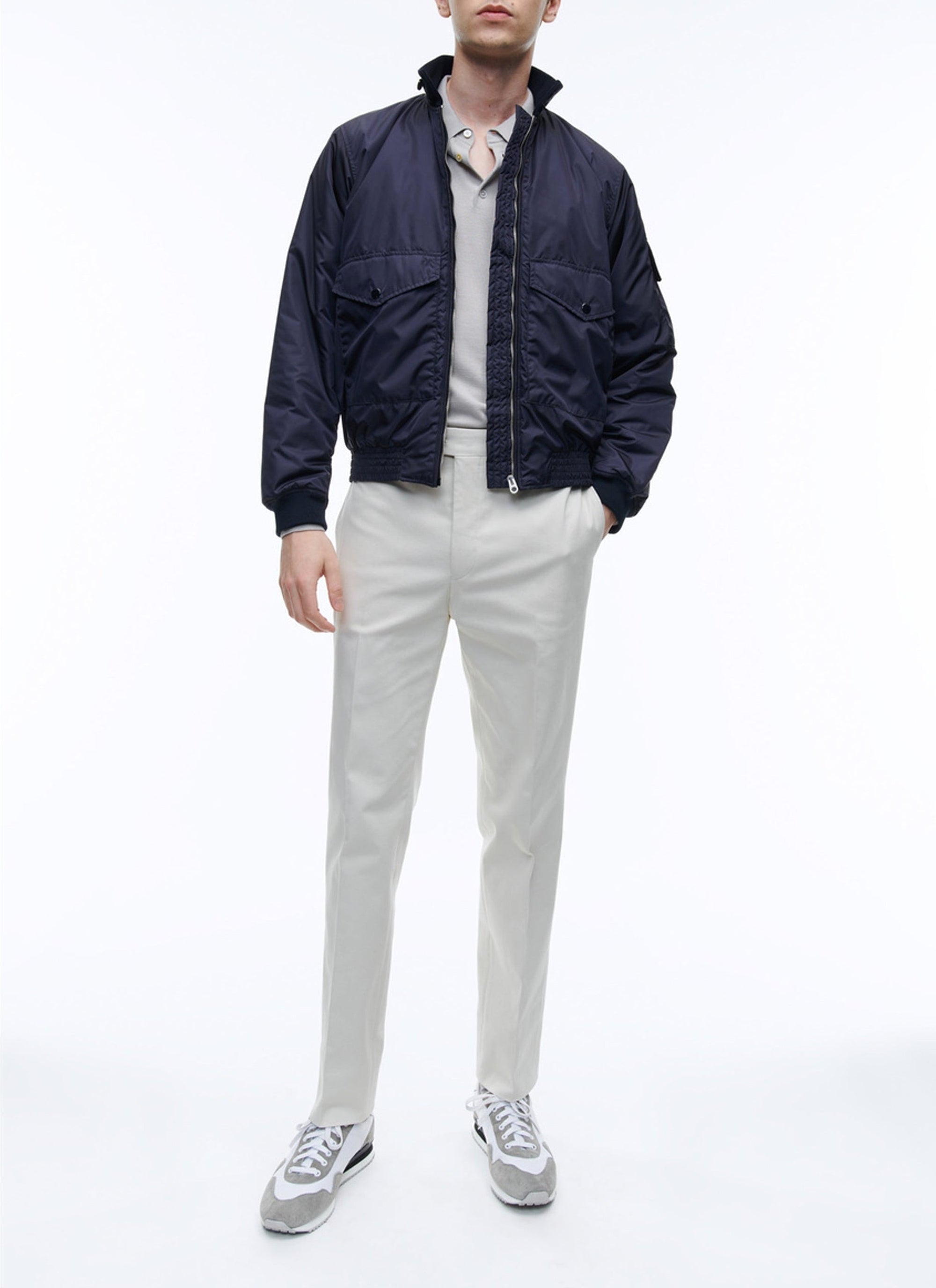 Water-repellent canvas bomber - Carbon