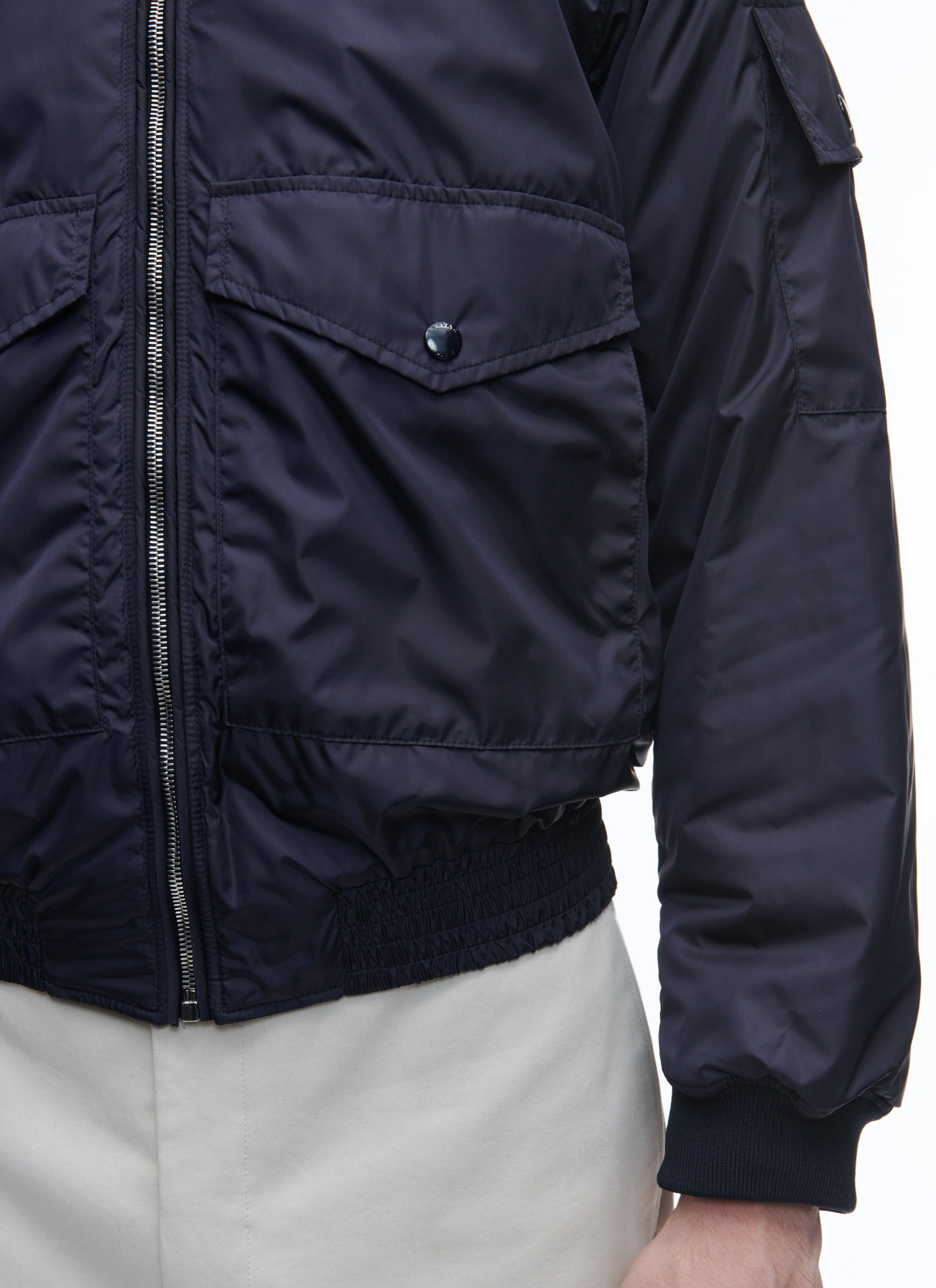 Water-repellent canvas bomber - Carbon
