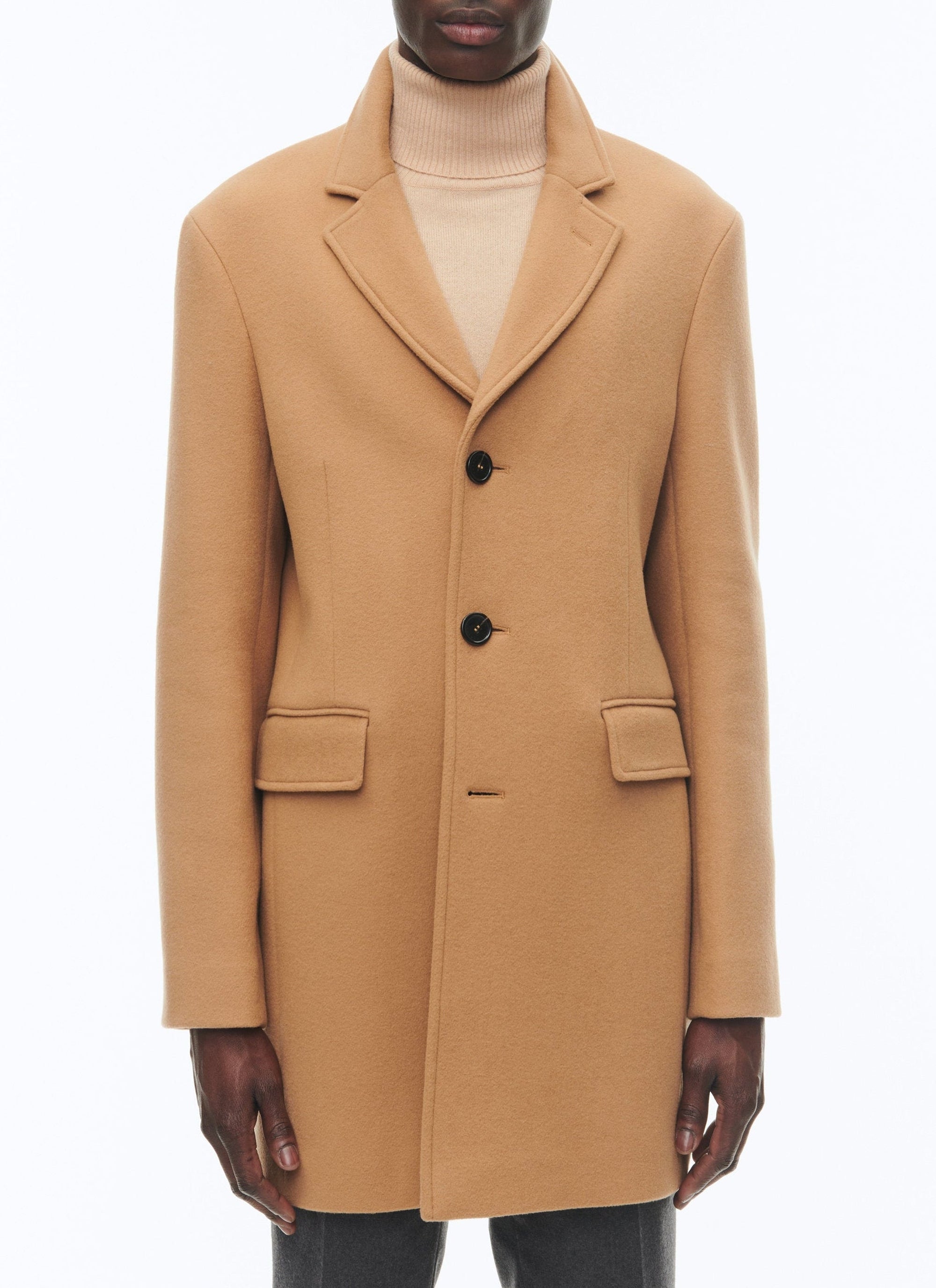 Wool slit coat - Camel