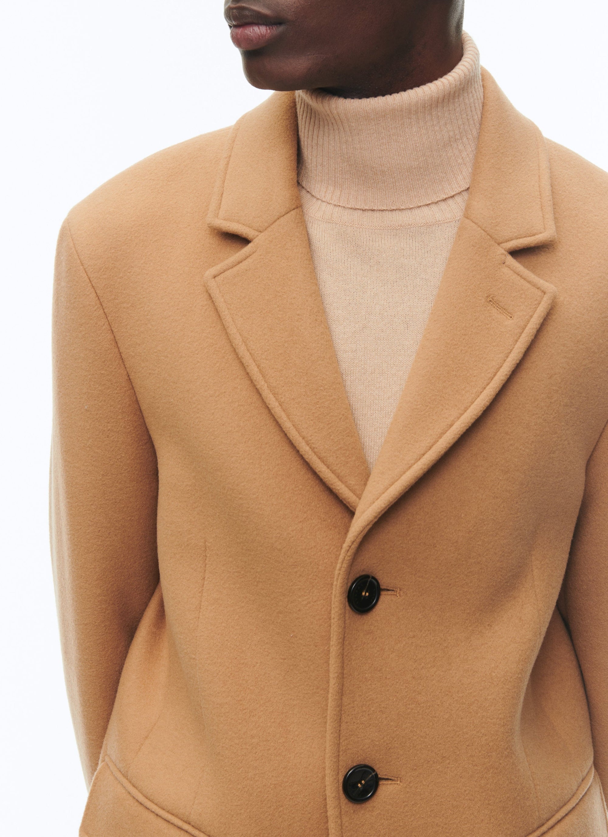 Wool slit coat - Camel