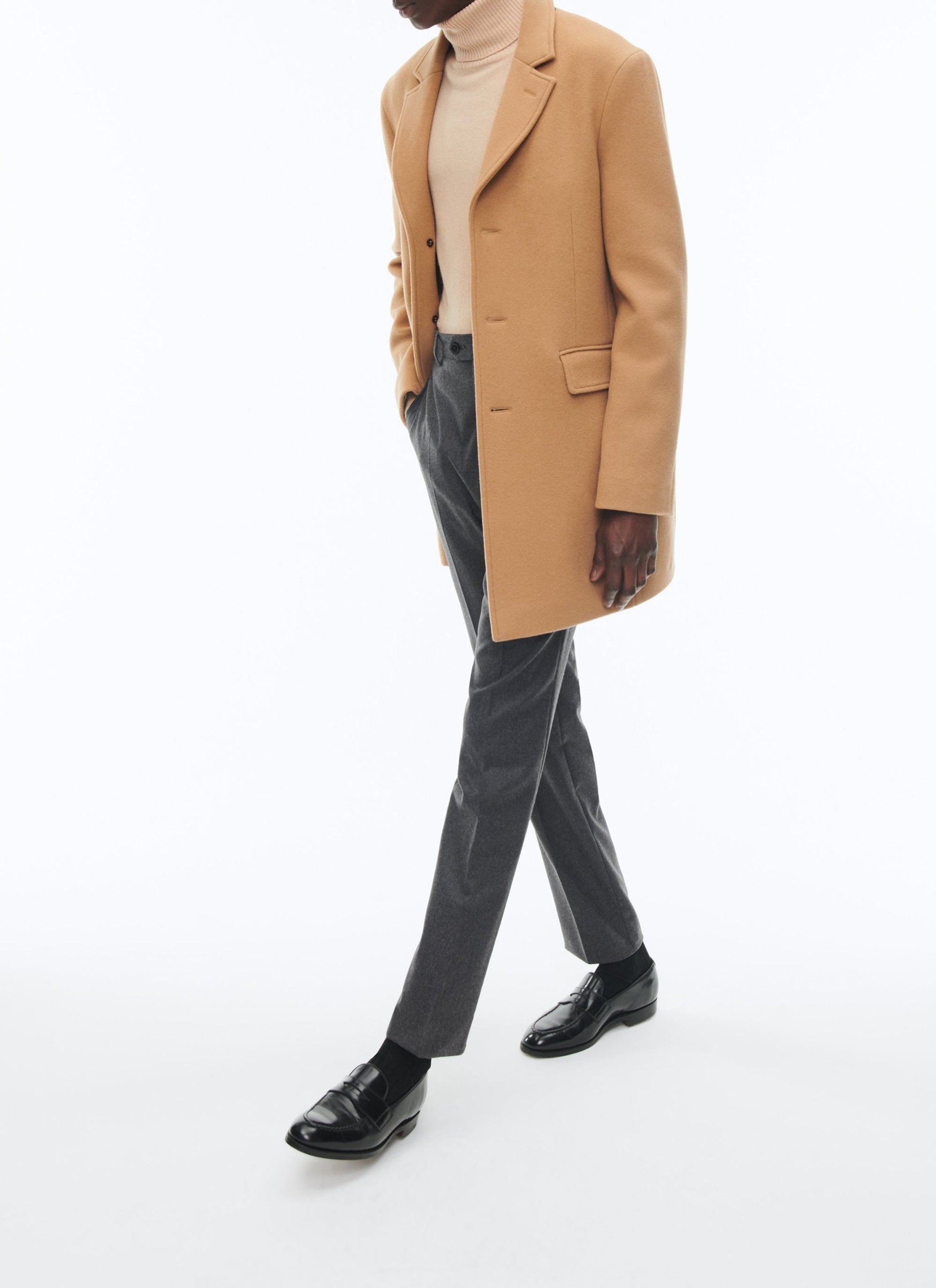 Wool slit coat - Camel