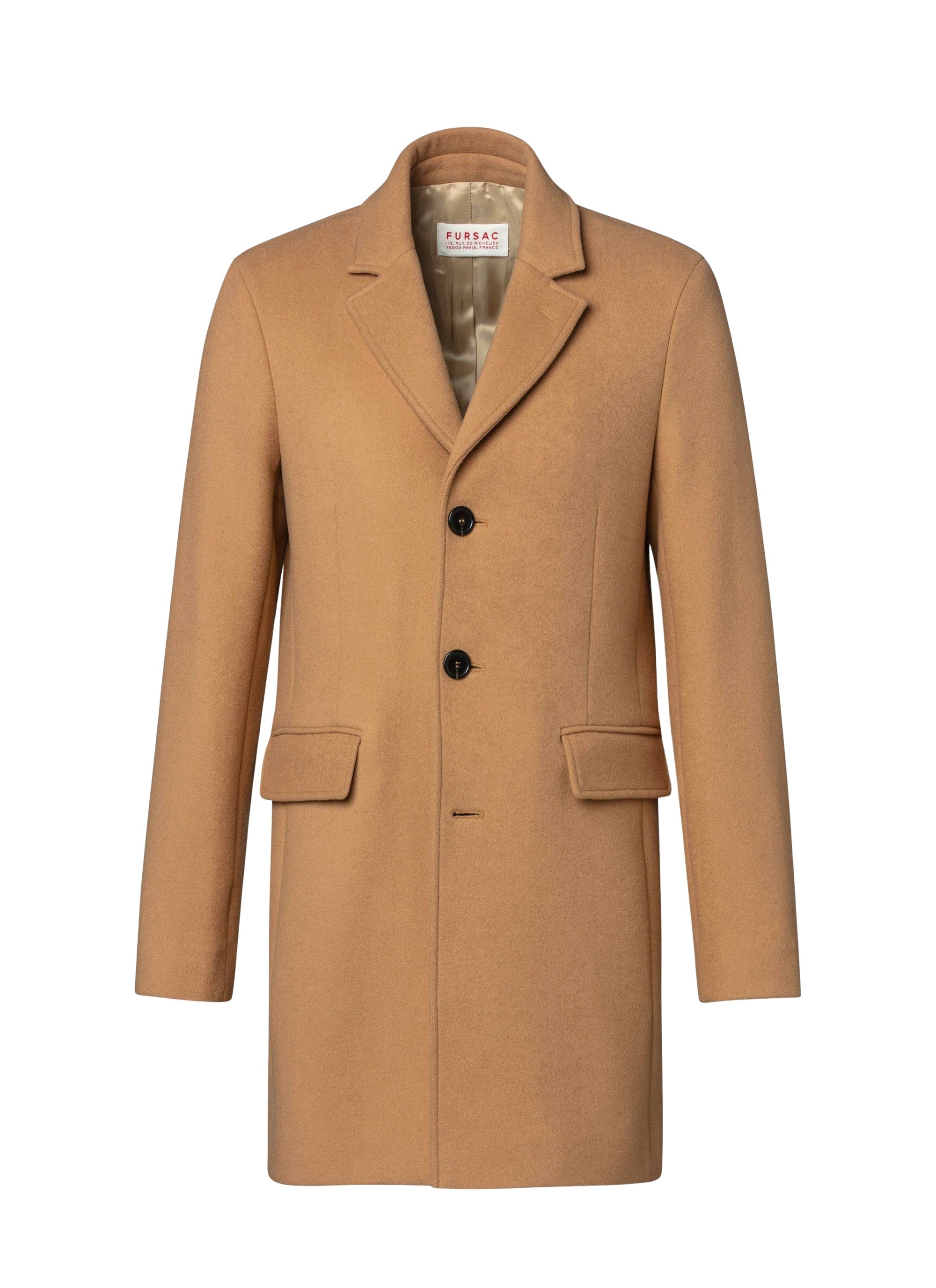 Wool slit coat - Camel