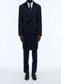 Manteau croisé en laine - Marine