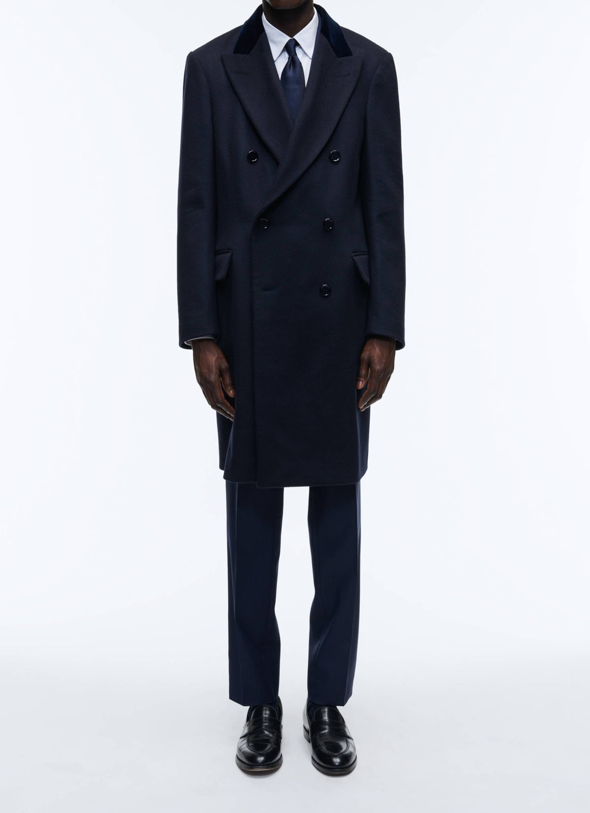 Manteau croisé en laine - Marine