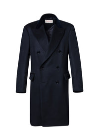 Manteau croisé en laine - Marine