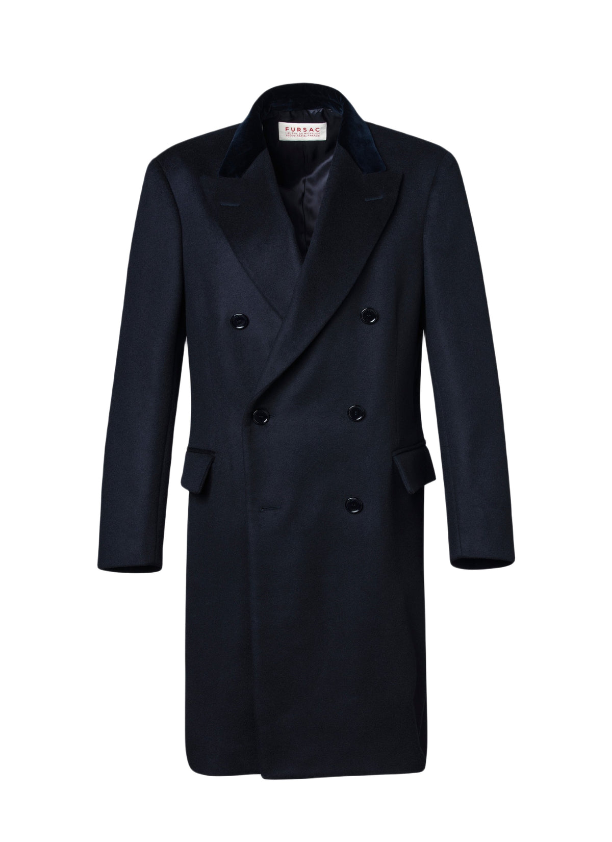 Manteau croisé en laine - Marine