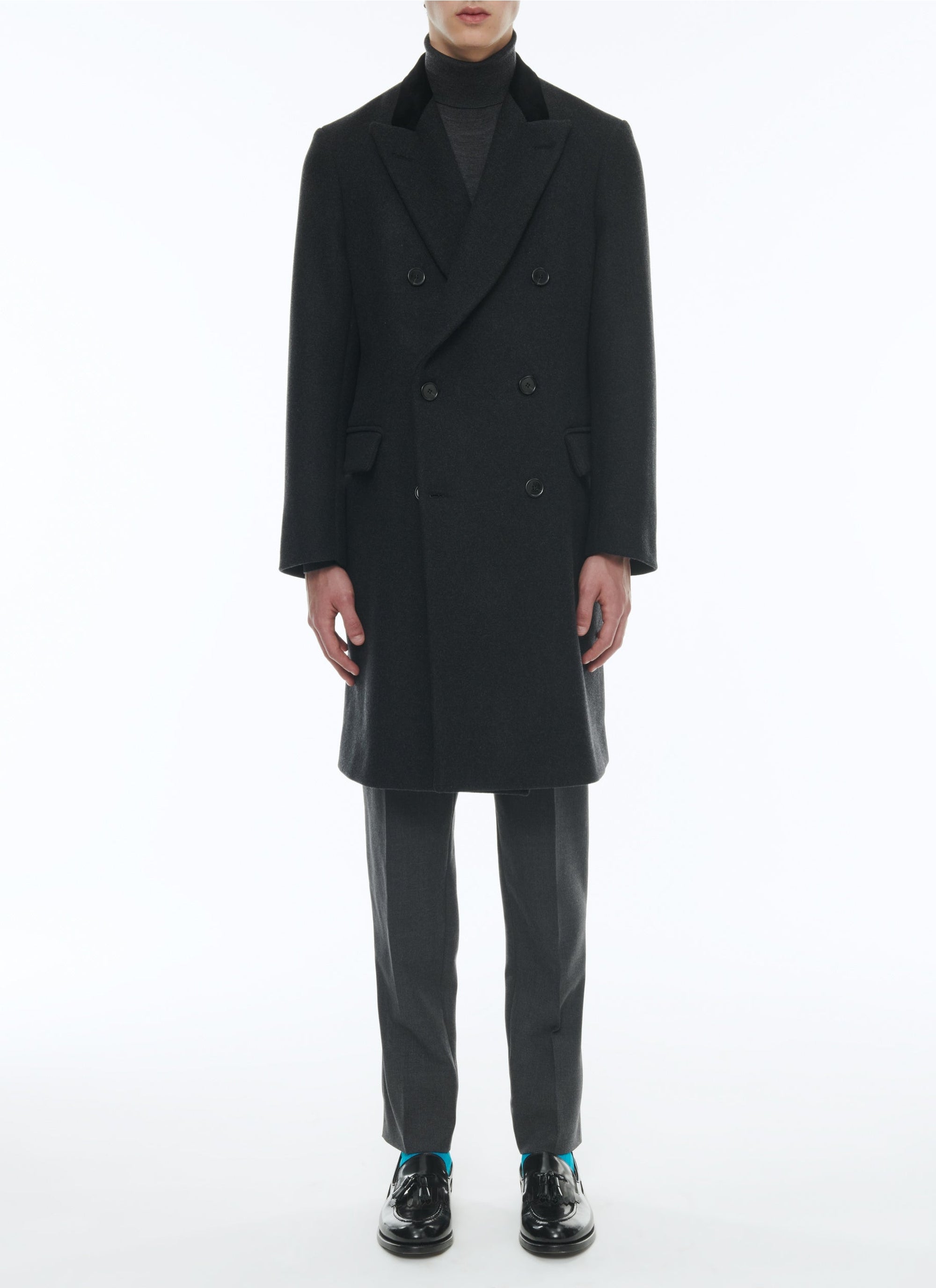 Manteau croisé en laine - Anthracite