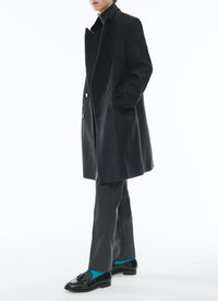 Manteau croisé en laine - Anthracite