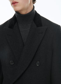 Manteau croisé en laine - Anthracite