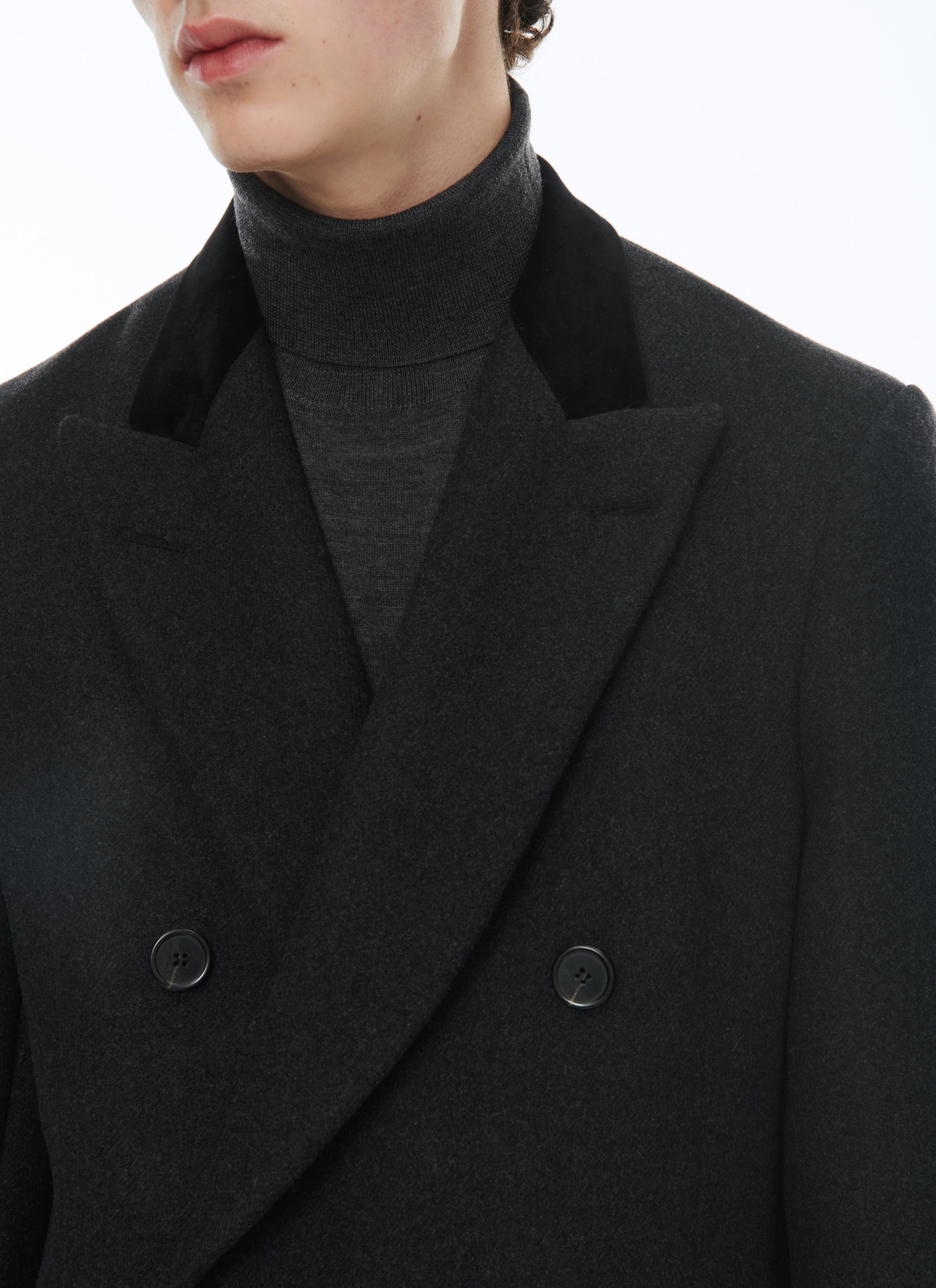 Manteau croisé en laine - Anthracite