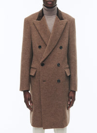 Manteau croisé en laine - Noisette