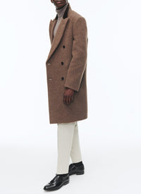 Manteau croisé en laine - Noisette