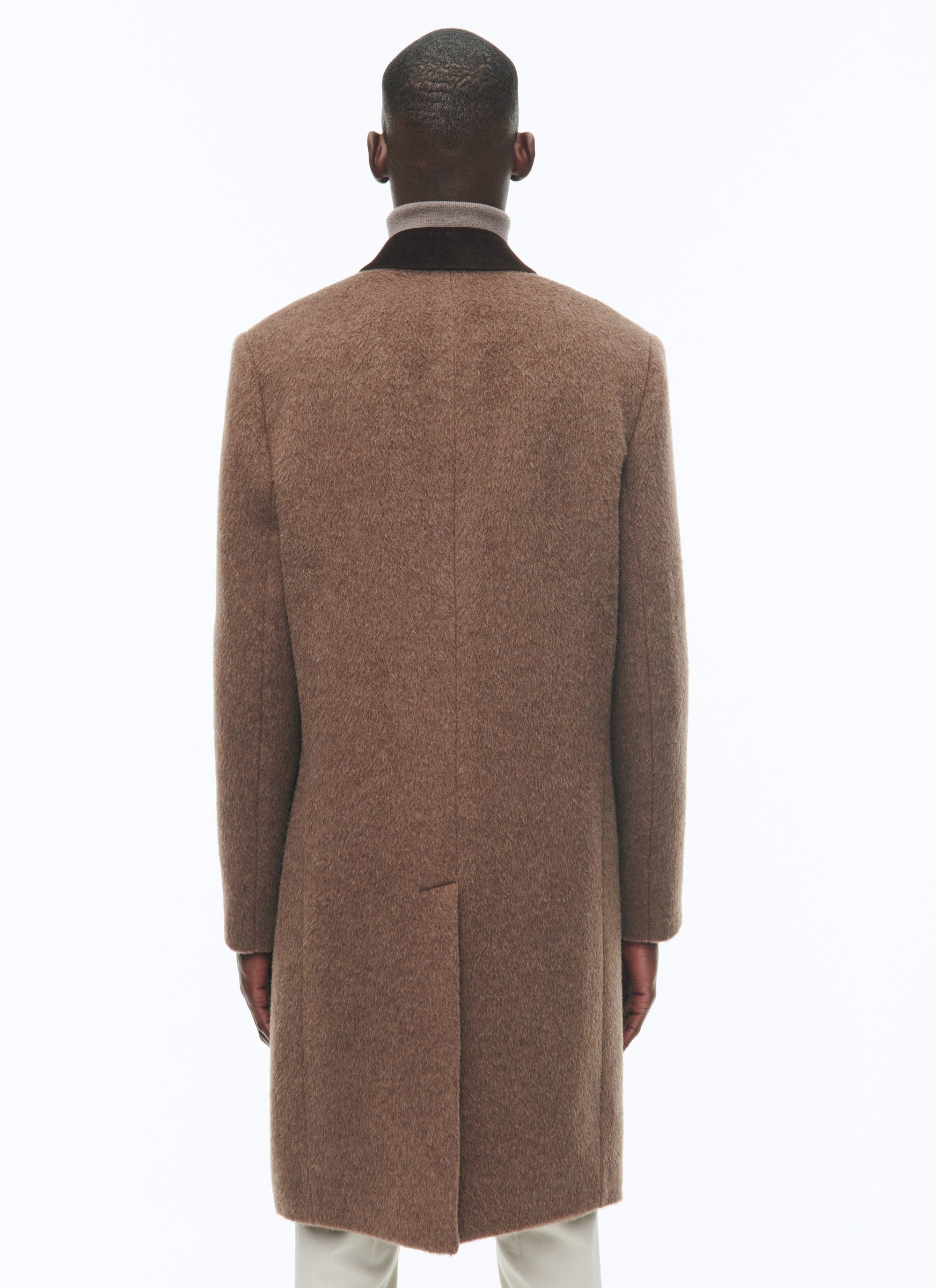 Manteau croisé en laine - Noisette