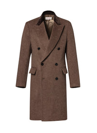 Manteau croisé en laine - Noisette