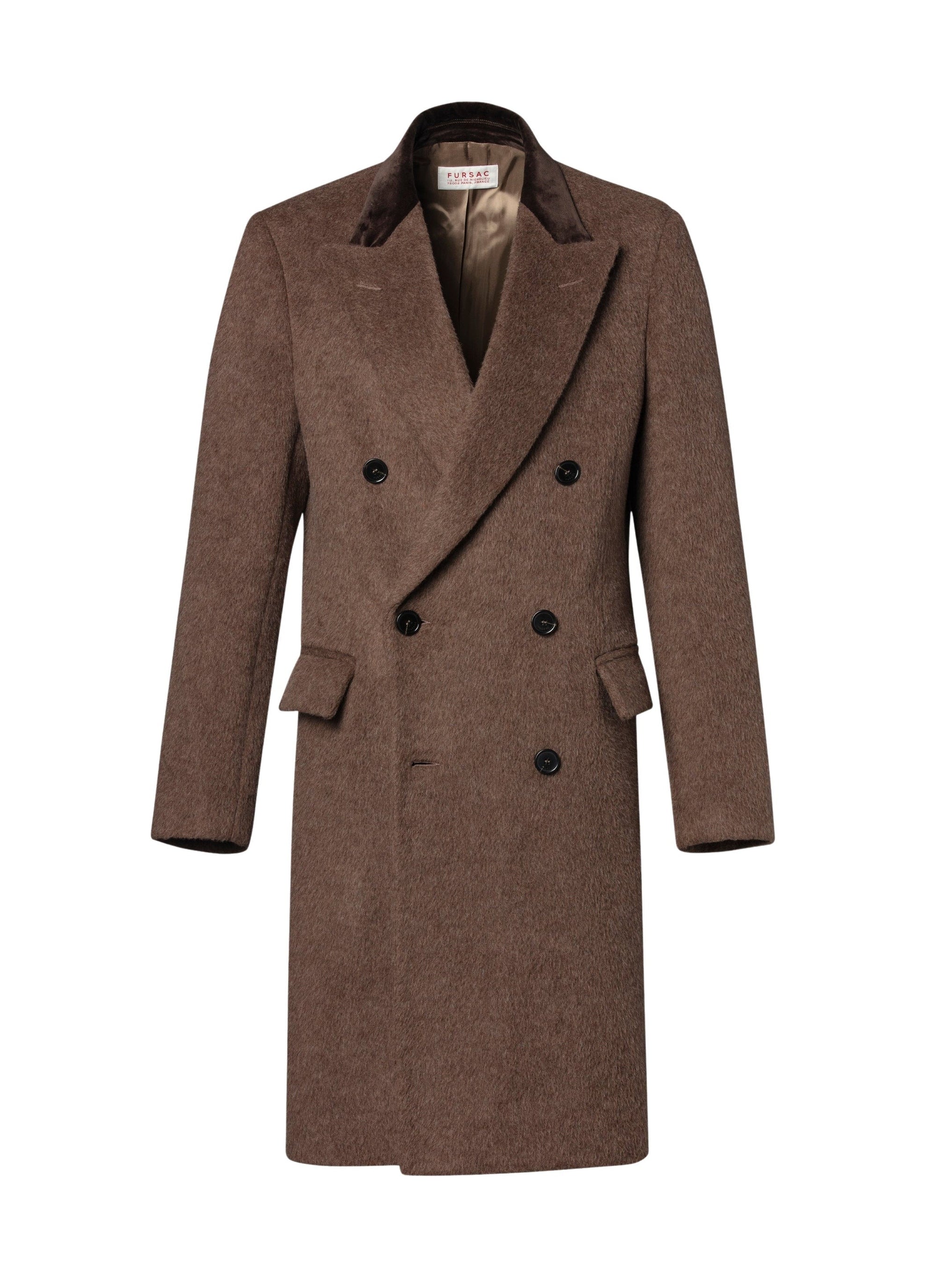 Manteau croisé en laine - Noisette