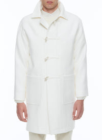 Coat in wool cloth - Ecru