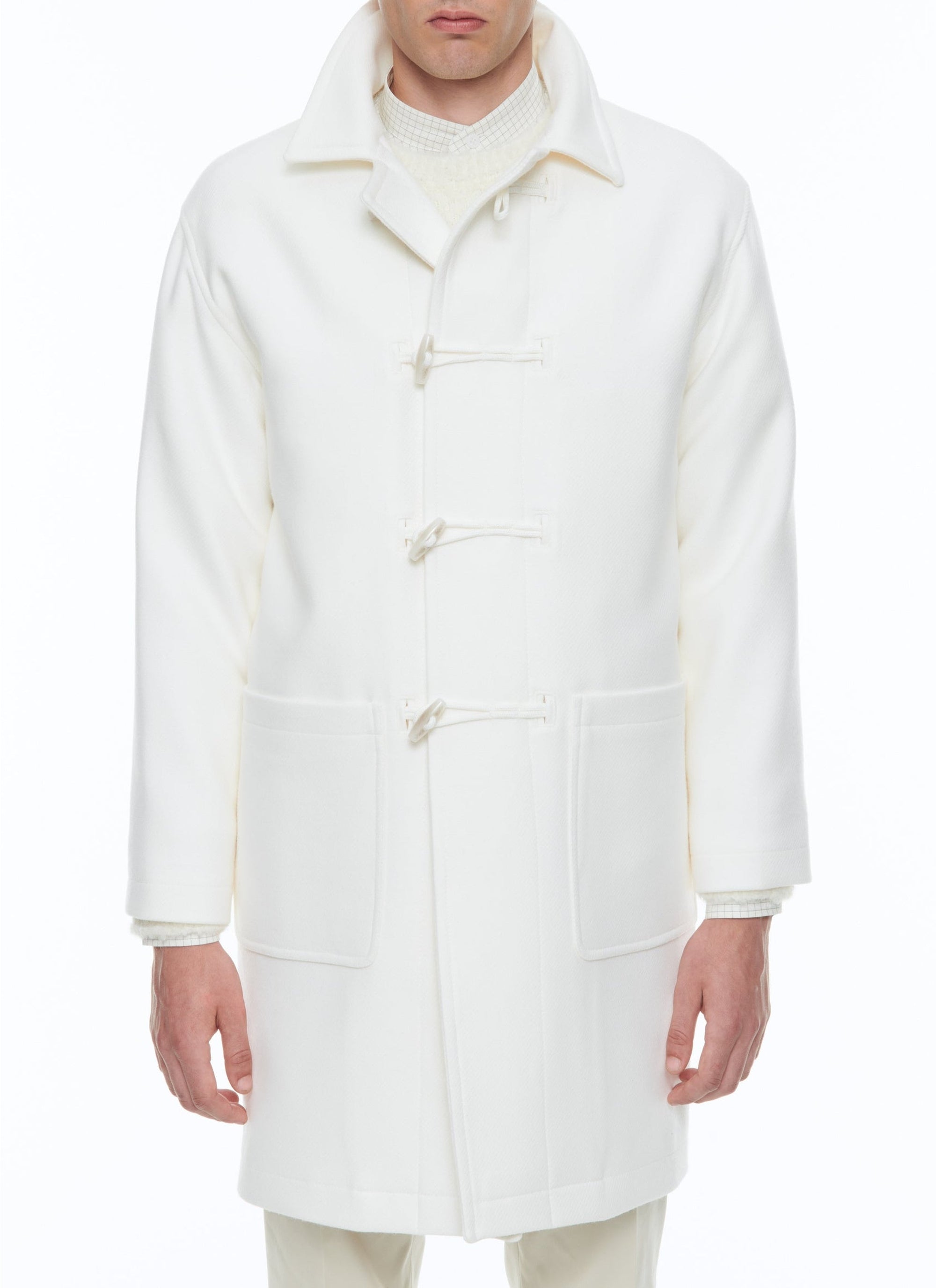 Coat in wool cloth - Ecru