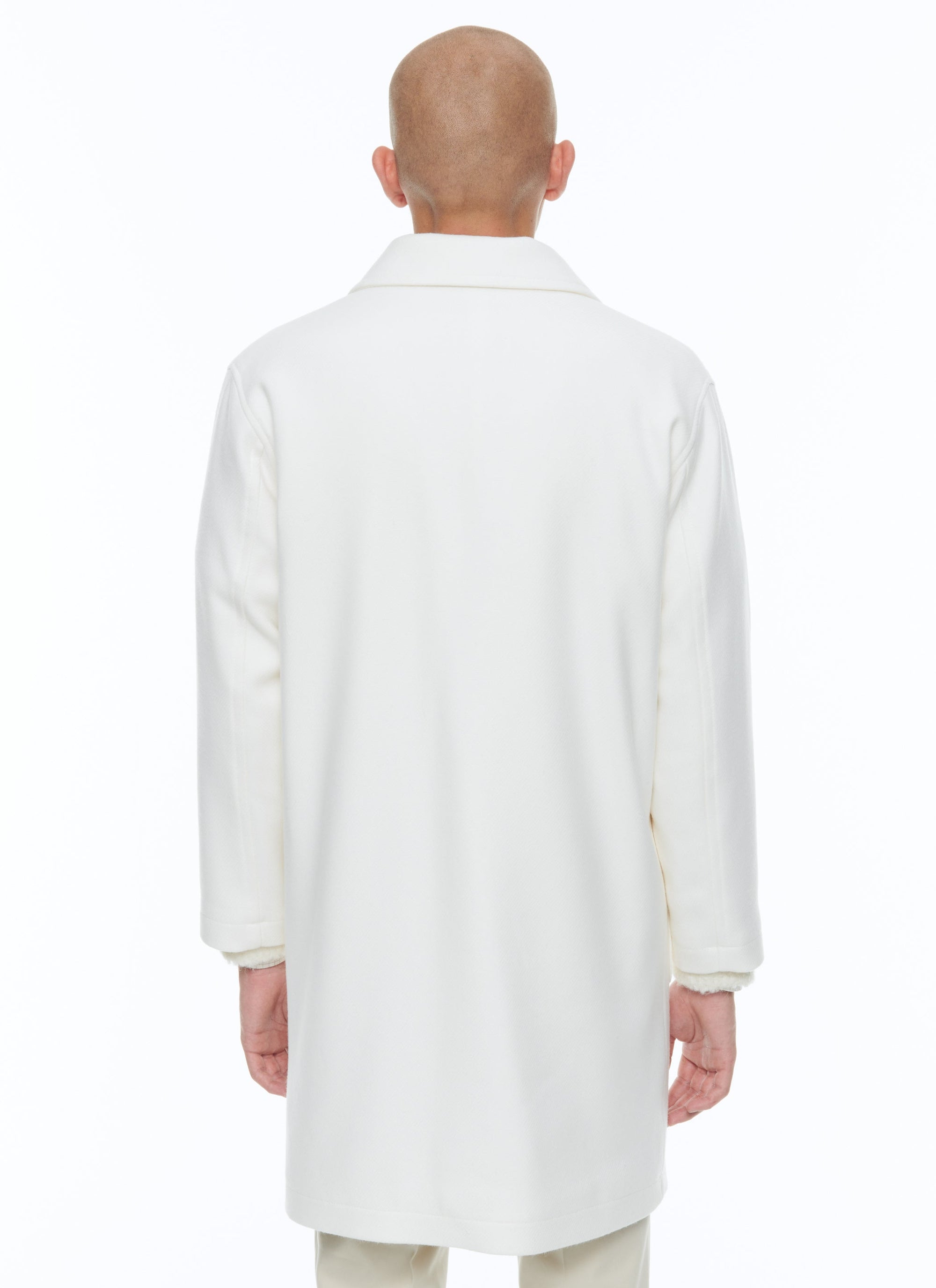 Coat in wool cloth - Ecru