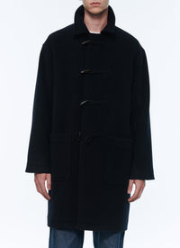 Duffle coat in wool cloth - Navy blue