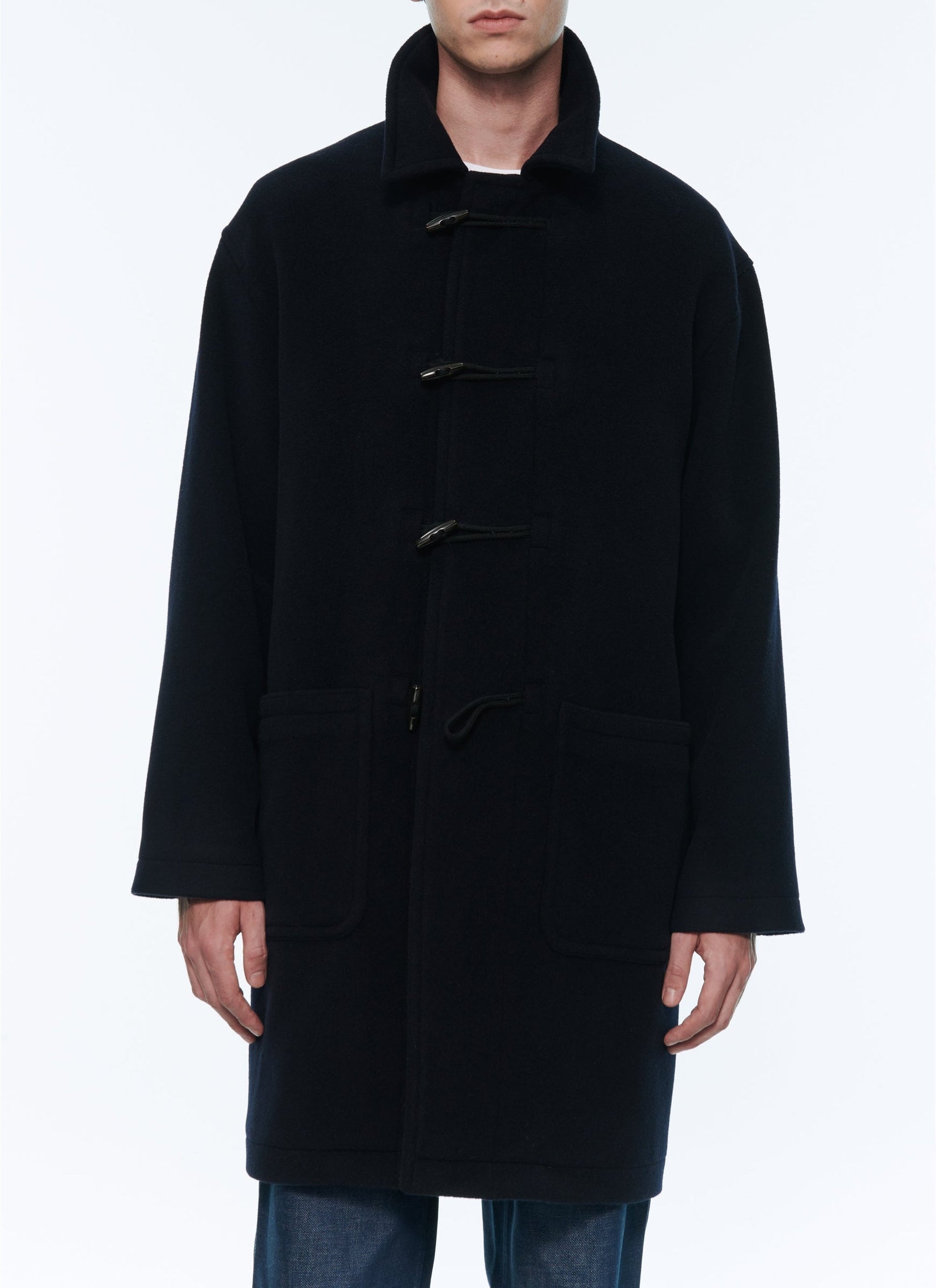 Duffle coat in wool cloth - Navy blue