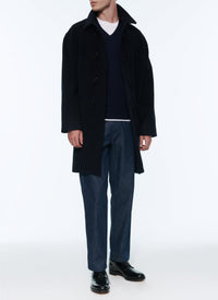 Duffle coat in wool cloth - Navy blue