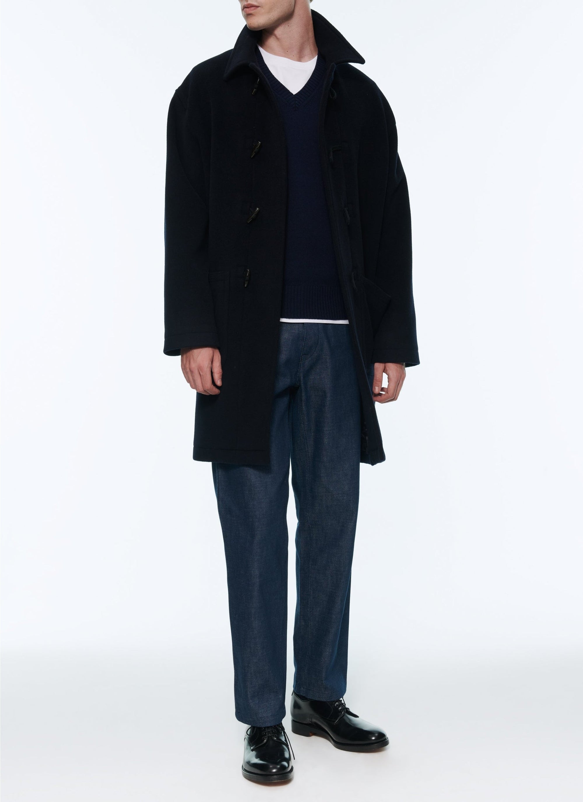 Duffle coat in wool cloth - Navy blue