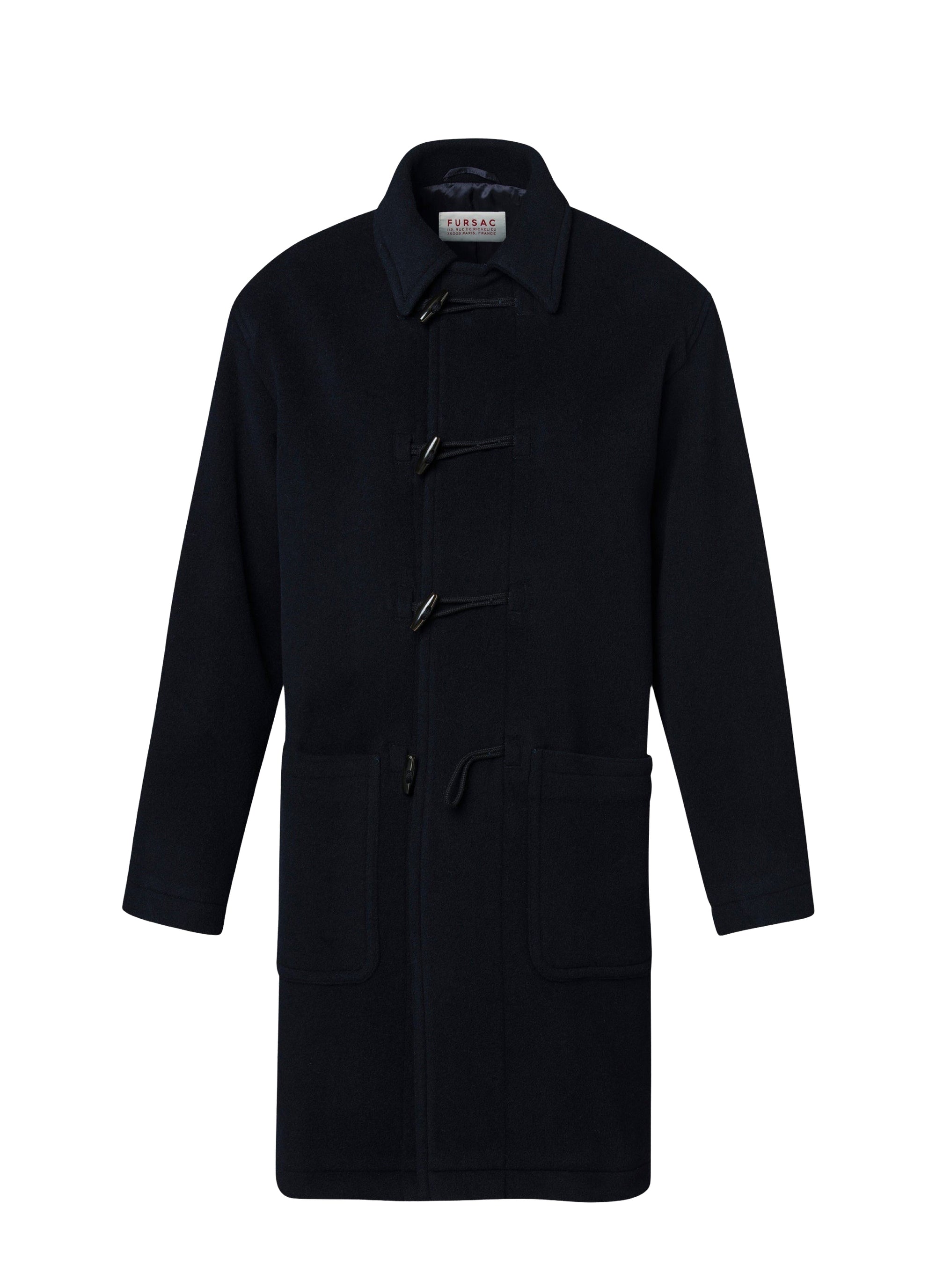 Duffle coat in wool cloth - Navy blue