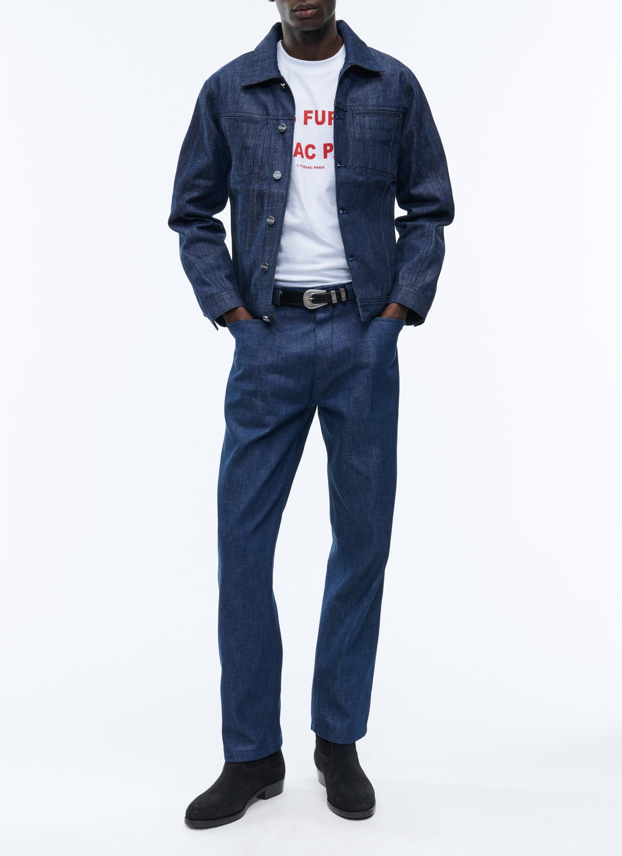 Veste boutonnée en denim - Indigo