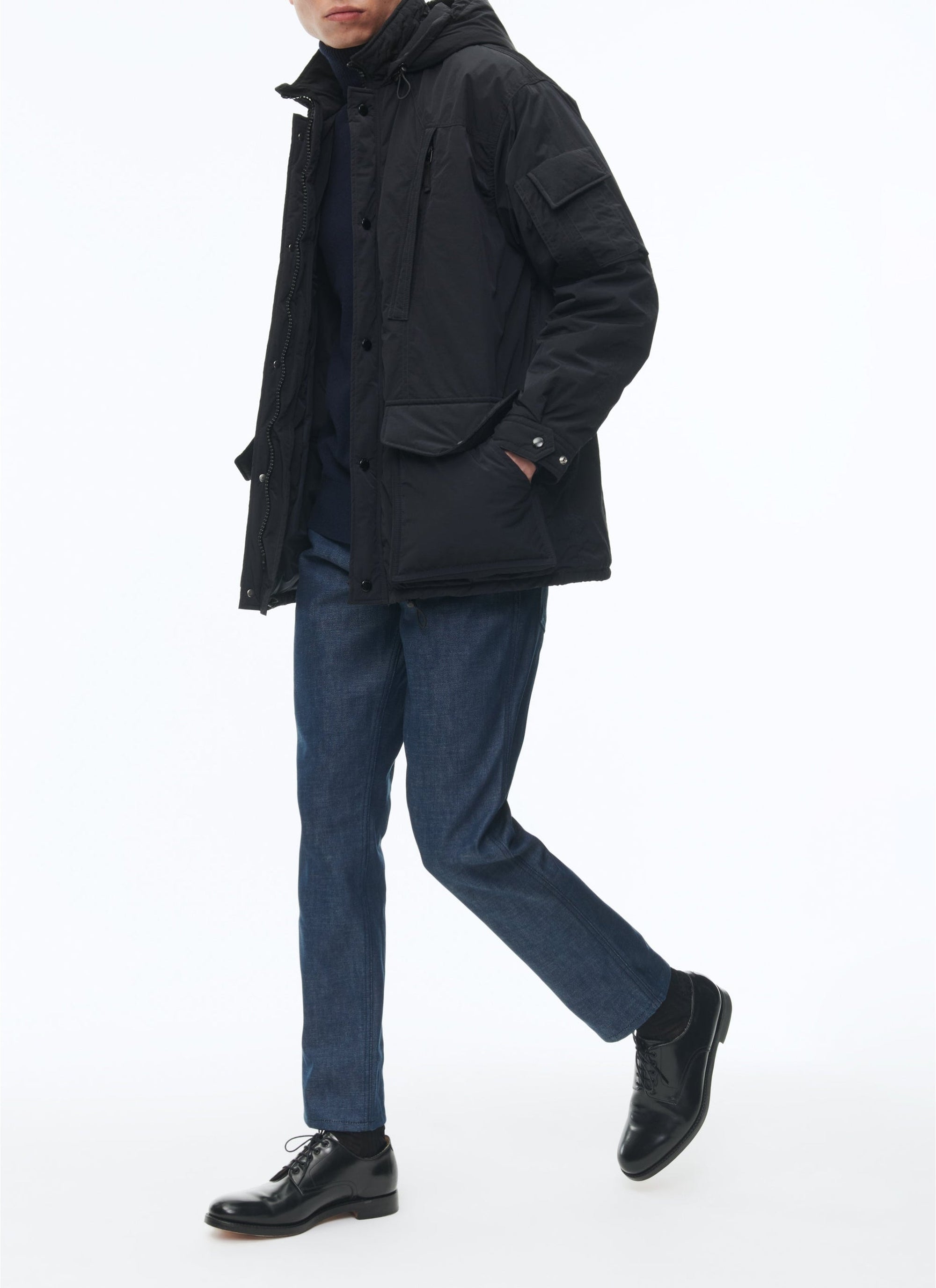 Water-repellent canvas parka - Navy blue