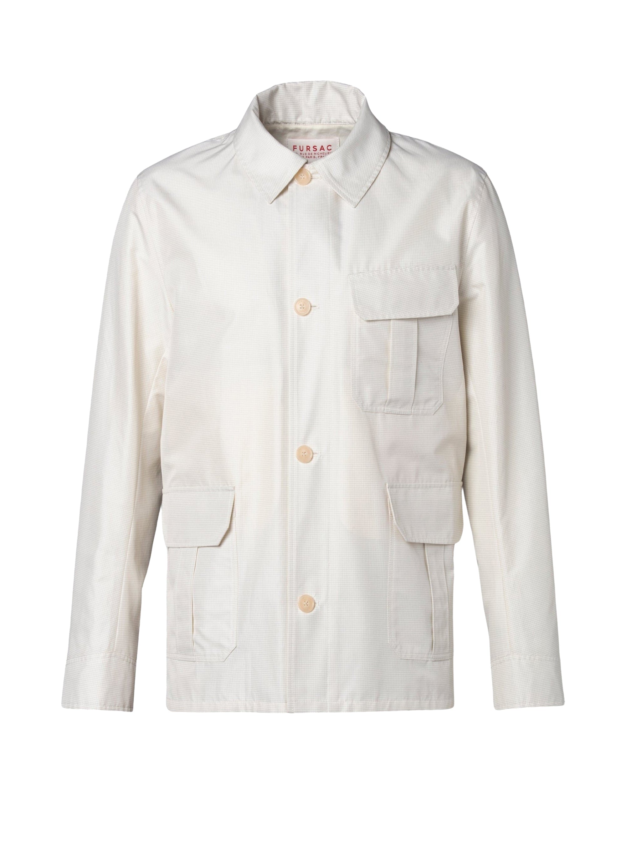 Veste boutonnée à carreaux - Écru